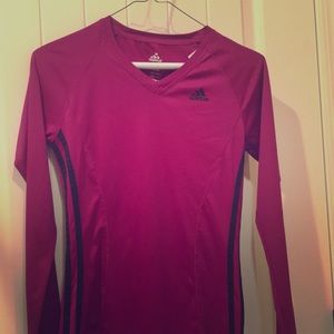 adidas maroon long sleeve workout shirt